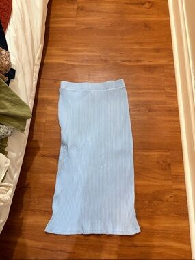 Old Navy Light Blue Ribbed Midi Skirt